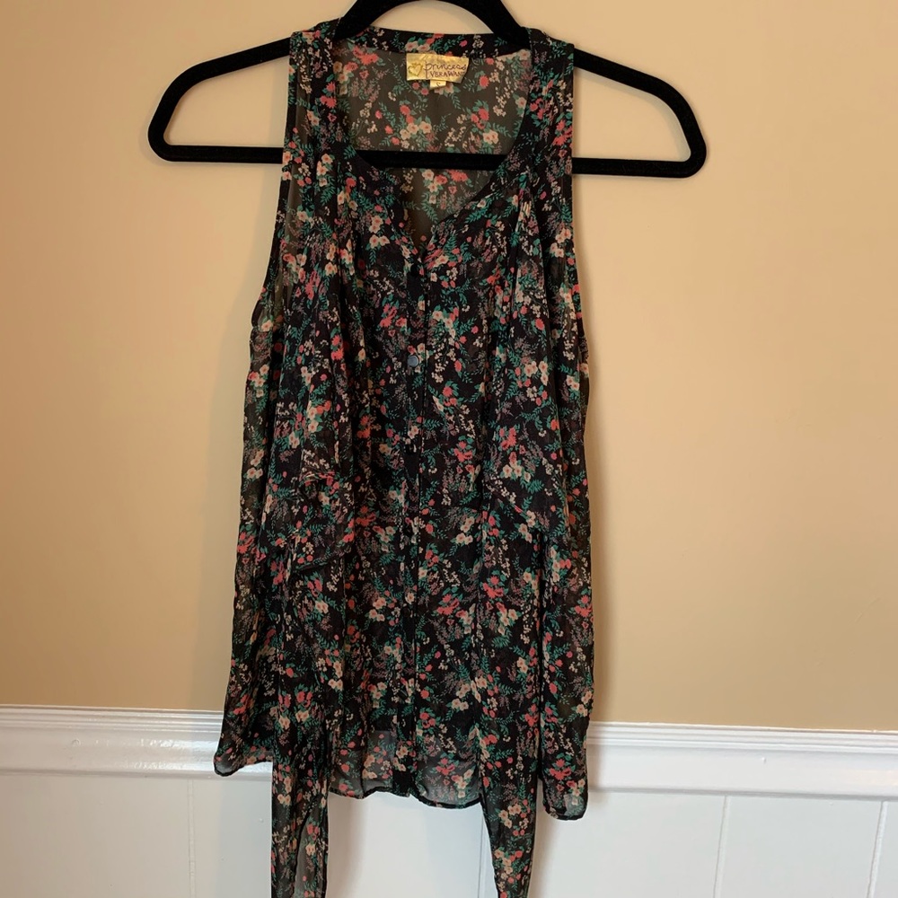 Princess by Vera Wang Black Flower Print Tank